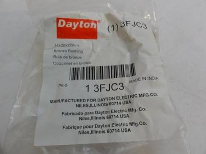 Dayton 3FJC3; Bag-5 Bronze Sleeve Bearing; 14mm ID; 20mm OD