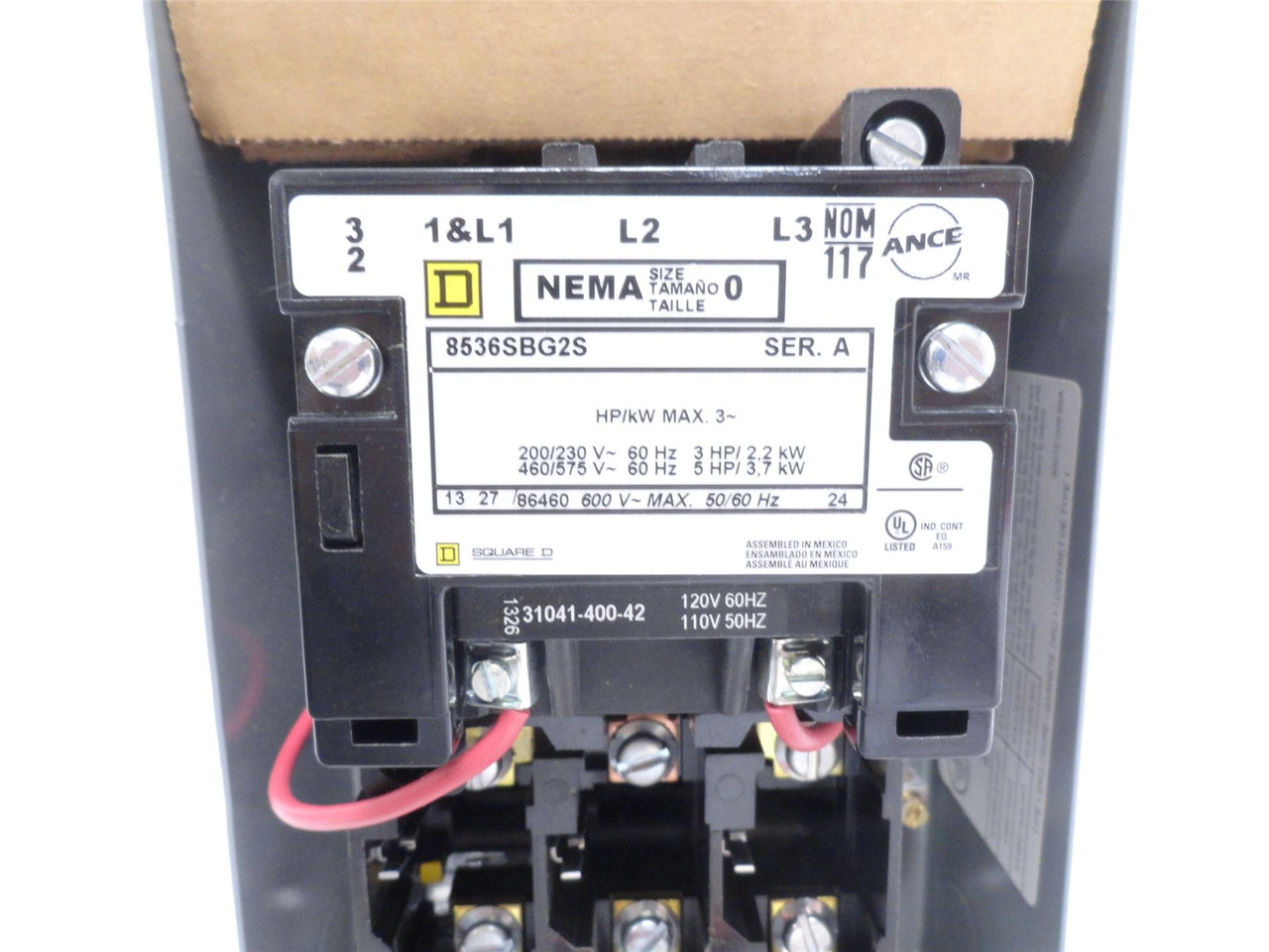 Square D 8536SBG2V02S; Starter 18A; 3P; 600V; Coil 110/120VAC
