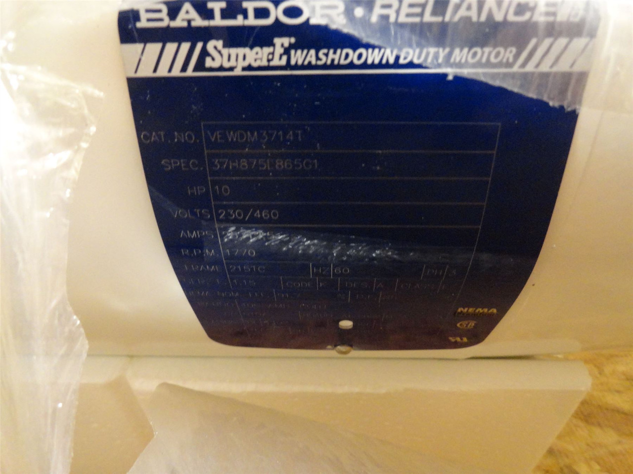 Baldor VEWDM3714T; AC Motor; 10HP; 230/460V; 1770RPM; 3Ph