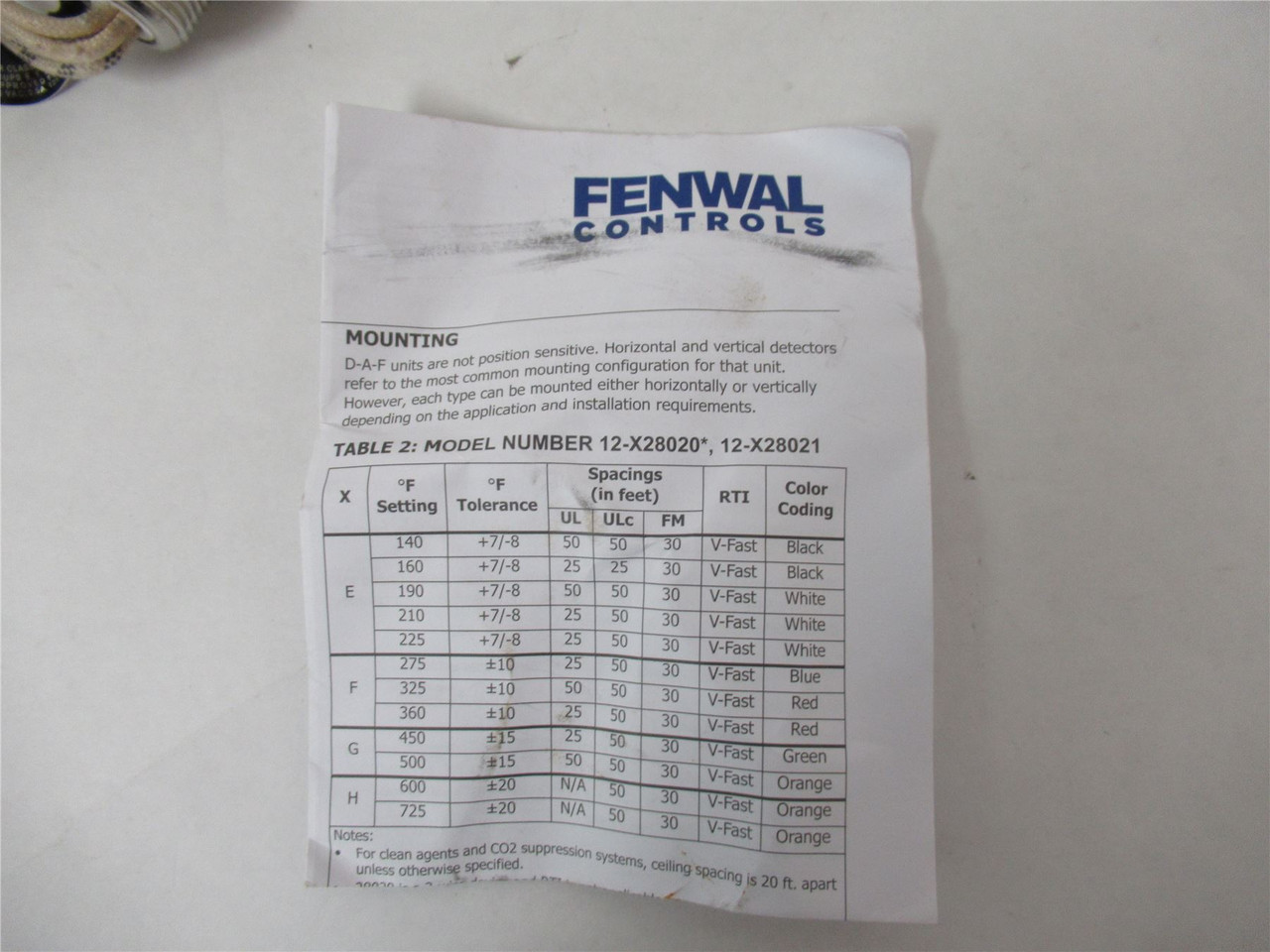 Kidde Fenwal 28021-5; Fire Detector VerticalDAF SS 600Degrees