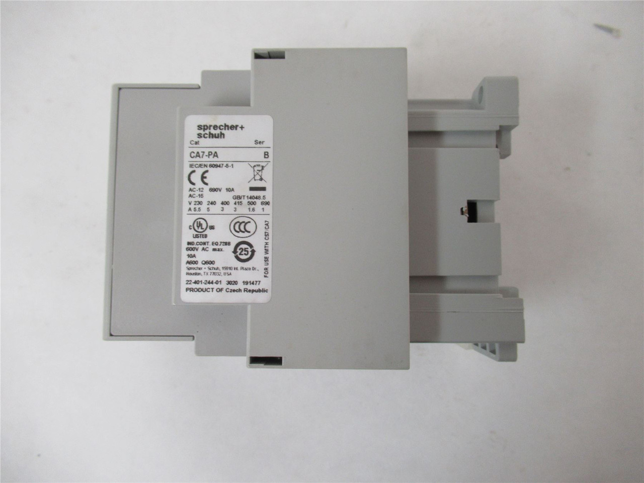 Sprecher+Schuh CA7-43-10-120; Contactor 43A 3P Coil 120VAC