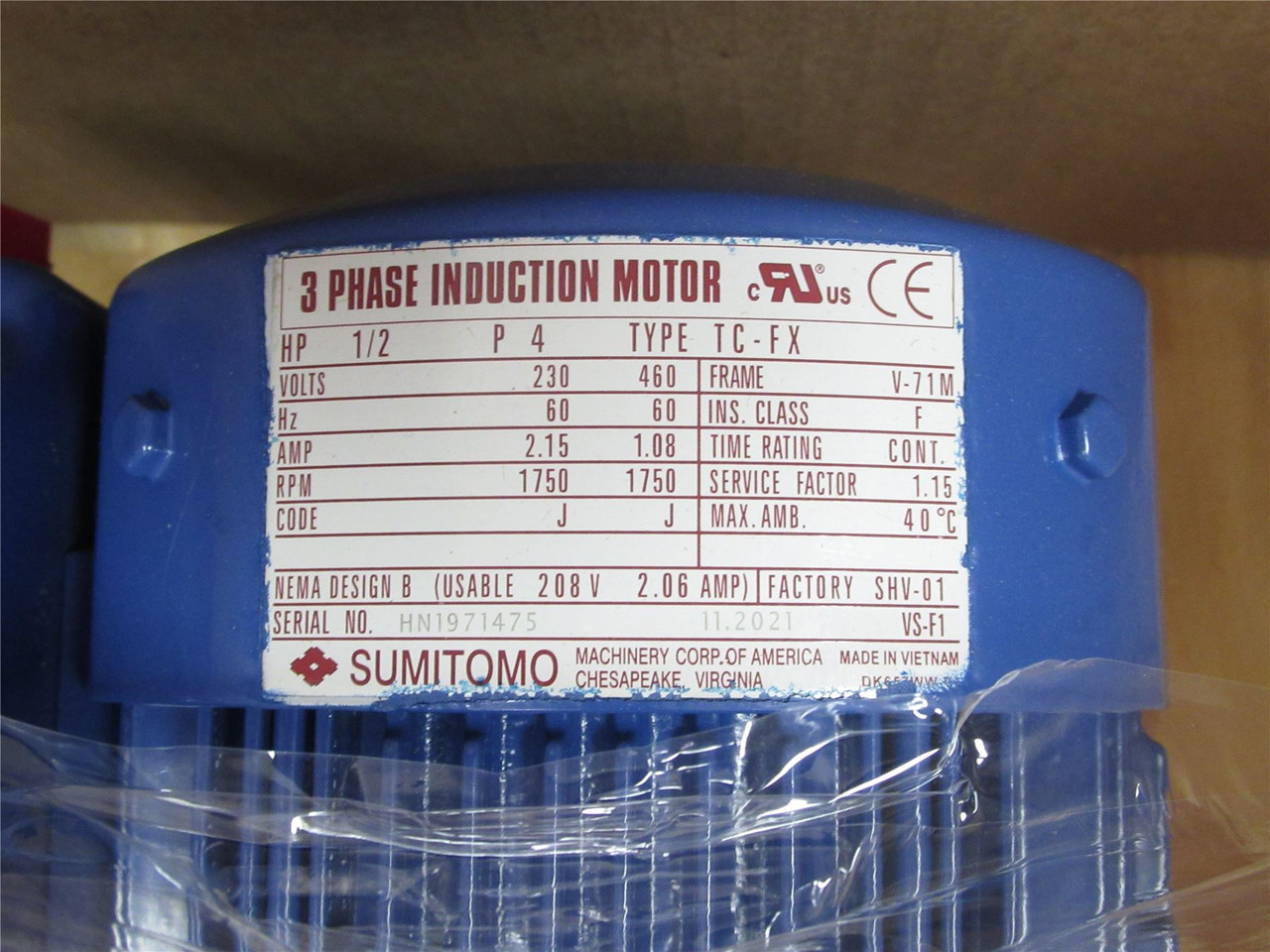 Tsumitomo LHYM05-4A105KC-Y2-151; Gearmotor; 1/2HP; 151:1; 3Ph