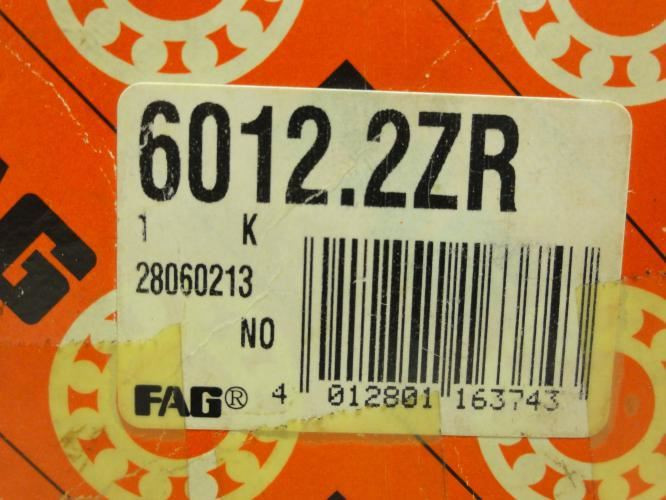 FAG 6012.2ZR; Ball Bearing 60mm ID x 95mm OD x 18mm Wide