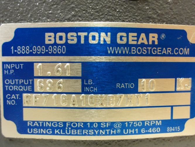 Boston Gear RF718A10XB7HT1; Gearbox; 1.61HP; 10:1 Ratio