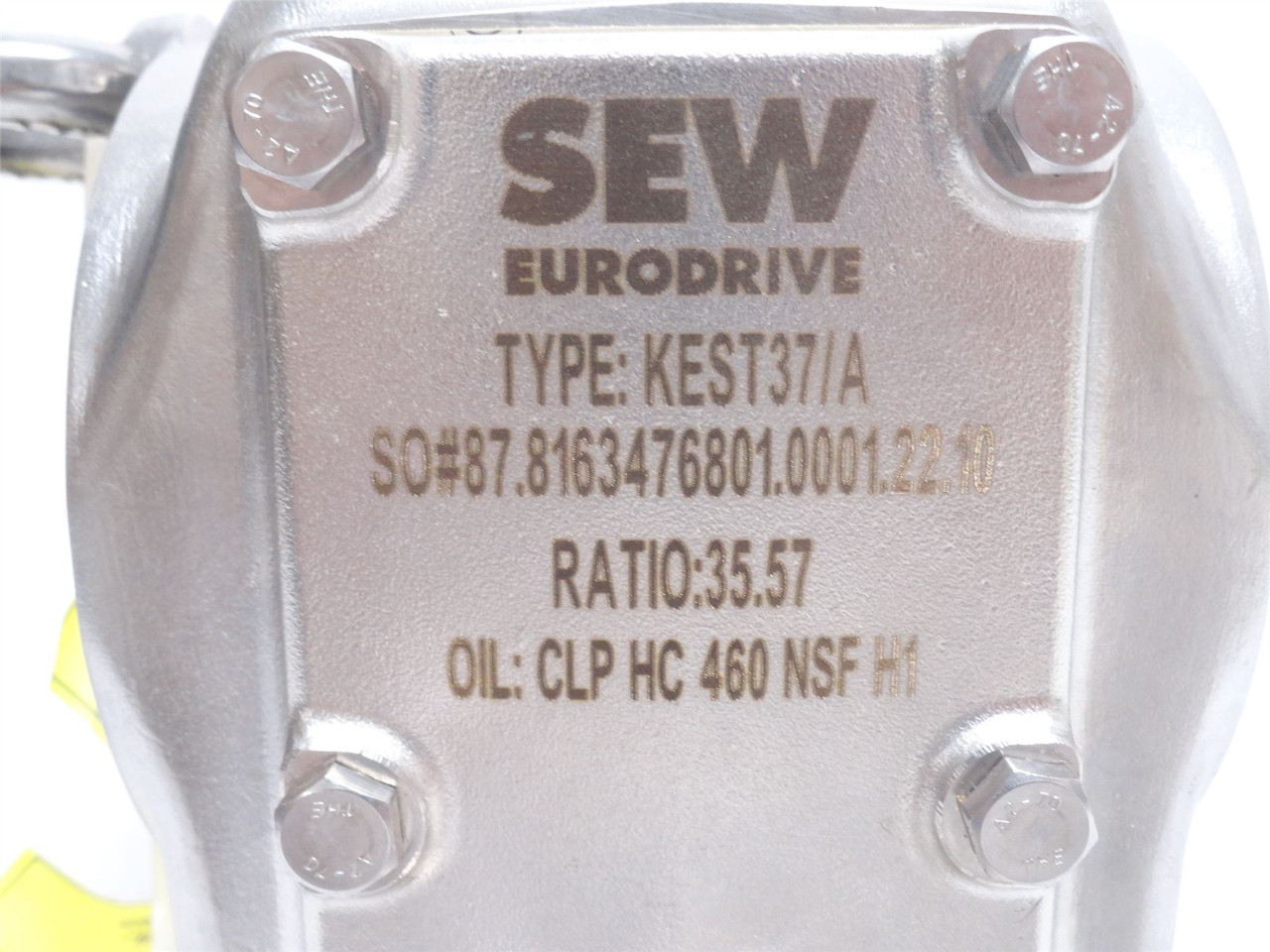 SEW KEST37/A; Gearbox; SS; 35.57:1 Ratio; 1-3/8"ID Output