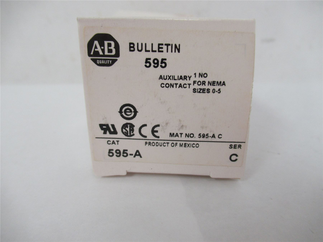 Allen-Bradley 595-A; Auxilary Contact 1 NO 600VAC