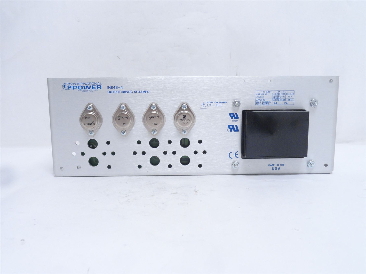 IP IHE48-4; Linear Power Supply 100-240VAC Input; 48VDC Out