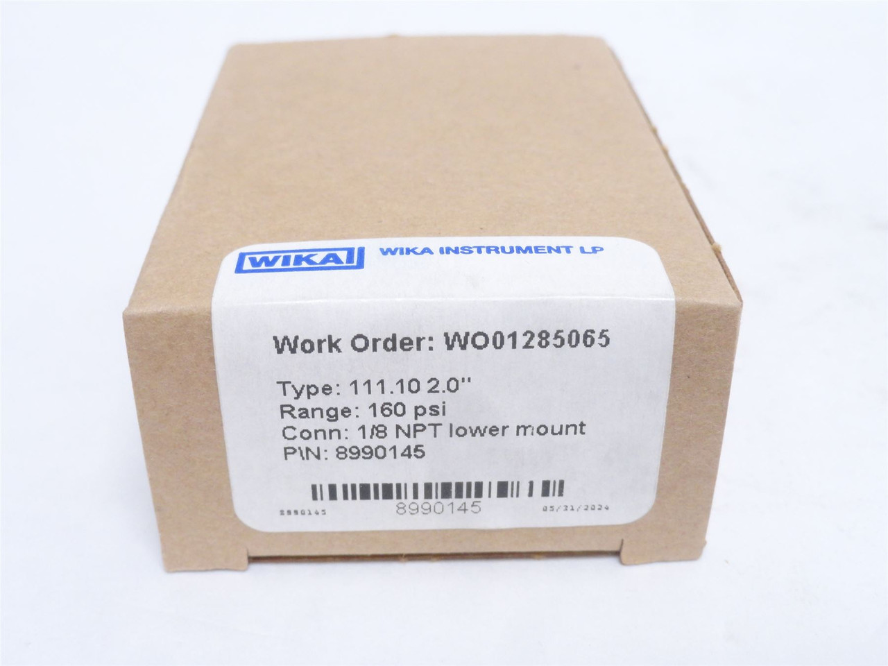 Wika 8990145; Dry Pressure Gauge; 0-160PSI; 2.5" Dial