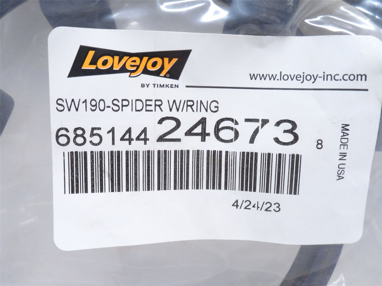 Lovejoy SW190 W/RING; Jaw Coupling Snap Wrap With Ring