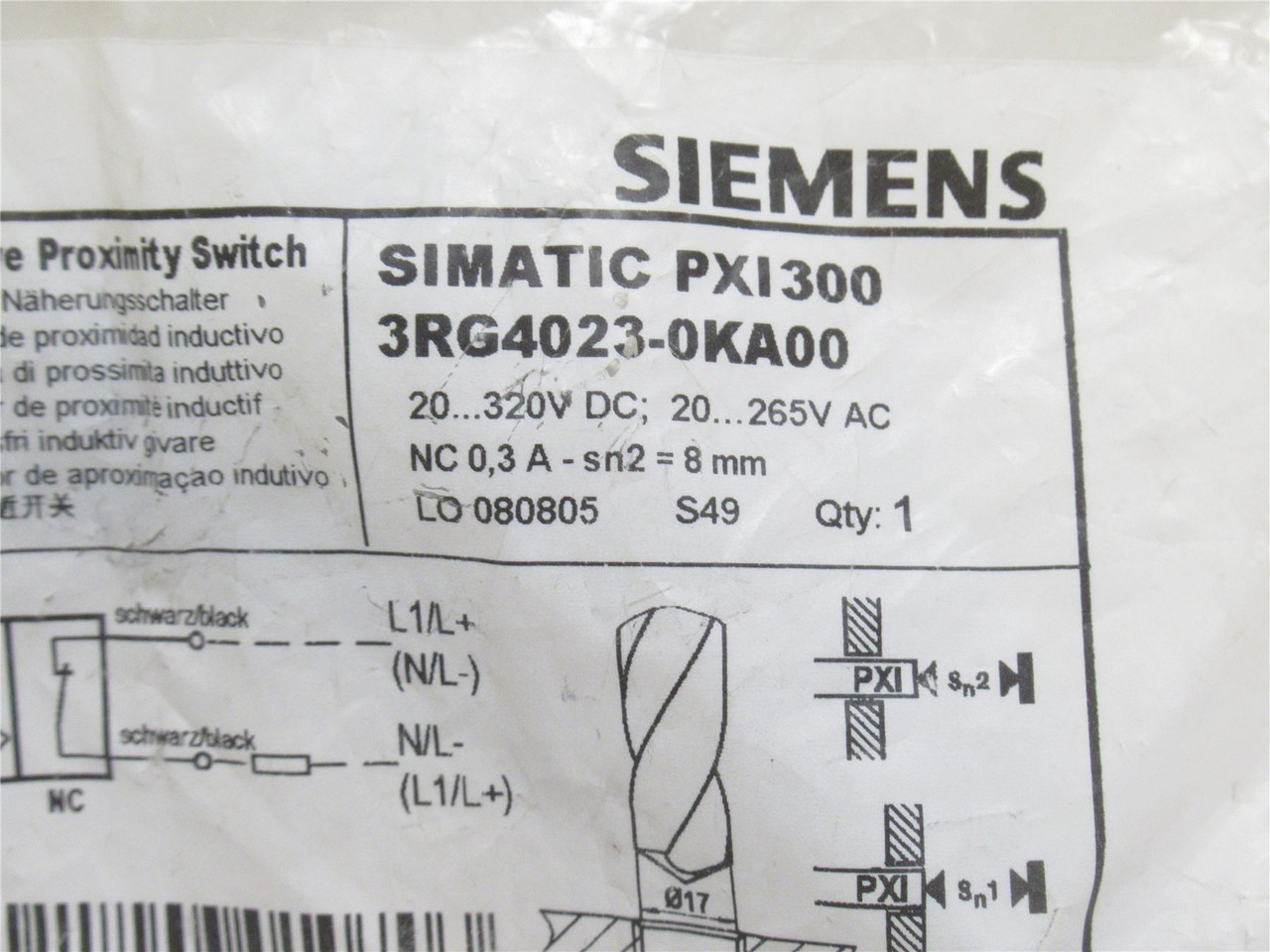 Siemens 3RG4023-0KA00; Proximity Switch; 20-265Vac; 2m Wire