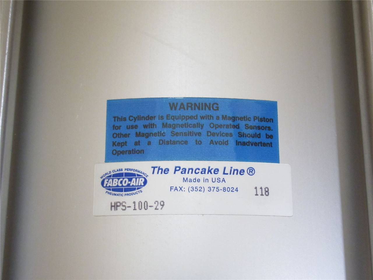 Fabco-Air HPS-100-26; Air Cylinder;10" Stroke; 8" Bore