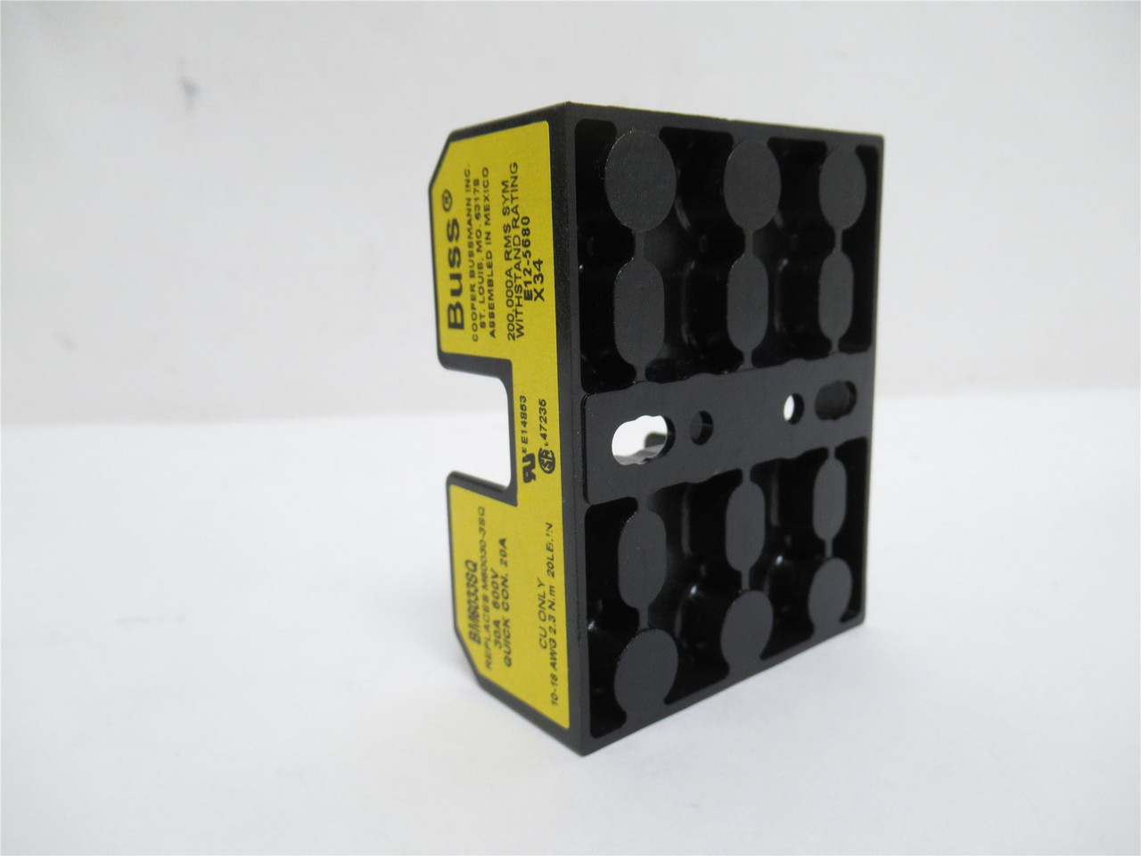 Bussmann BM6033SQ; Fuse Holder; 3P; 30A; 600VAC; 10AWG