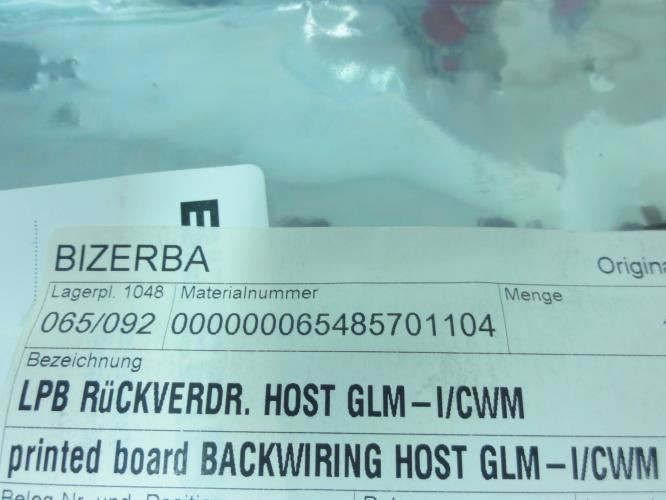 Bizerba 65485701104; Printed Board Backwiring Host GLM-I/CWM