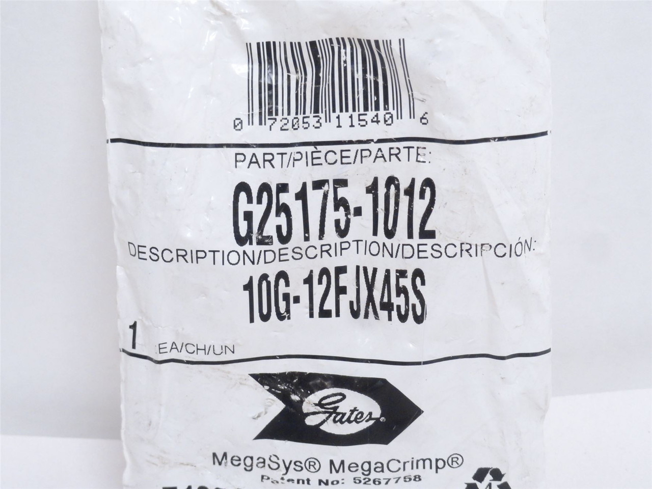 Gates G25175-1012; Crimp Fitting; 45Deg; 3/4 JIC x 5/8" Tube