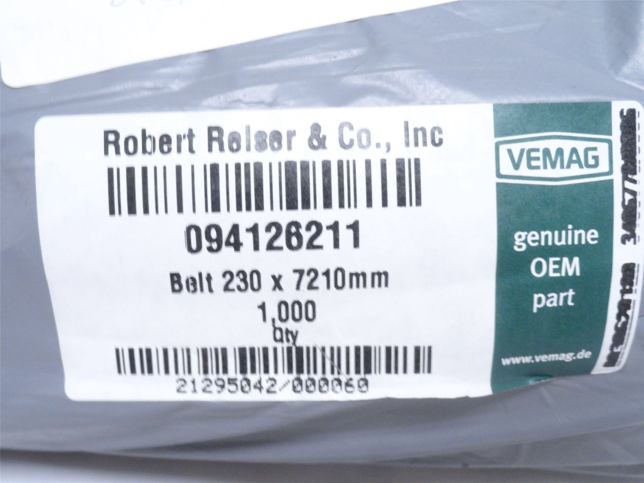 Vemag 94126211; Belt; 230mm Width x 7210mm Long