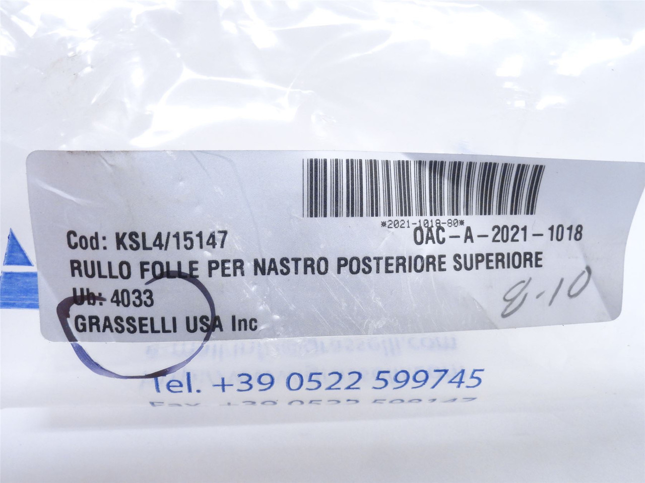 Grasselli KSL4/15147; Rear Belt Idle Roller 1/2"ID x 13/16"OD