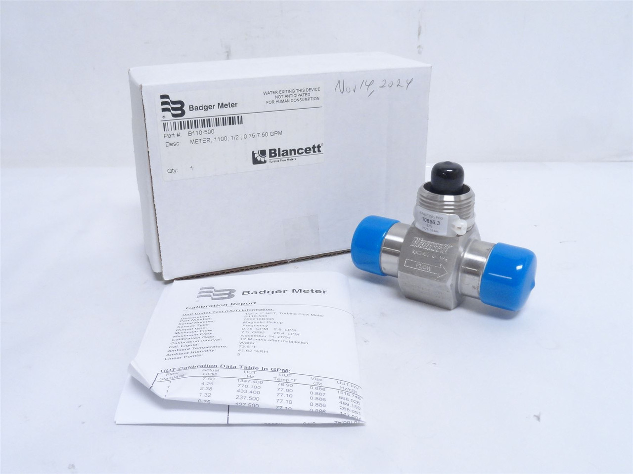Badger-Meter B110-500-1/2; Flow Meter 1100; 1/2; .75-7.5GPM