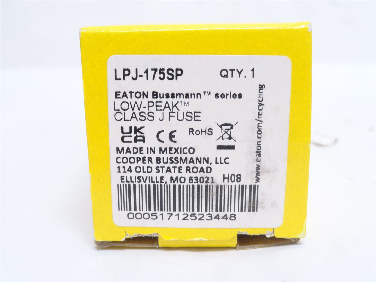 Bussmann LPJ-175SP; Dual Element Time Delay Fuse 175A; 600VAC