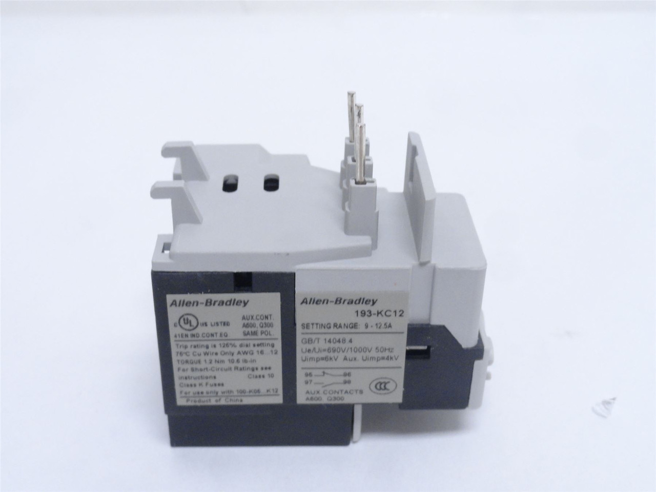 Allen-Bradley 193-KC12; Thermal Overload Relay; 9-12.5A; 600V