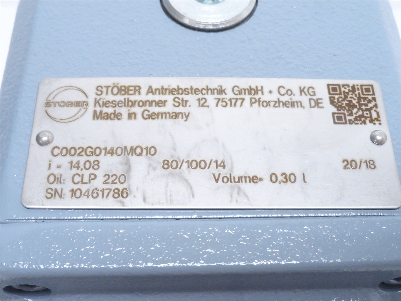 Stober C002G0140MQ10; Inline Gearbox; 14.08:1 Ratio