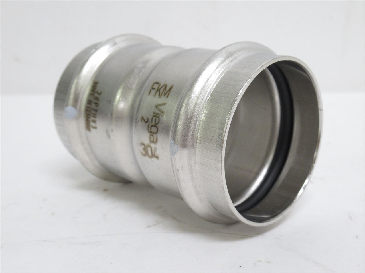 Viega 85292; Coupling W/Stop; SS-304; 2" x 2" Press Fit