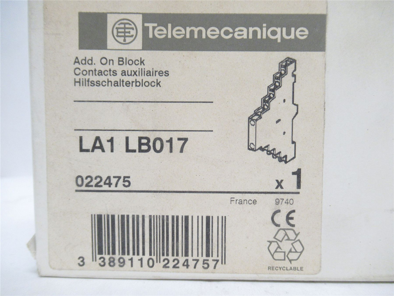 Telemecanique LA1LB017; Aux Contact Block; 10A; 690VAC