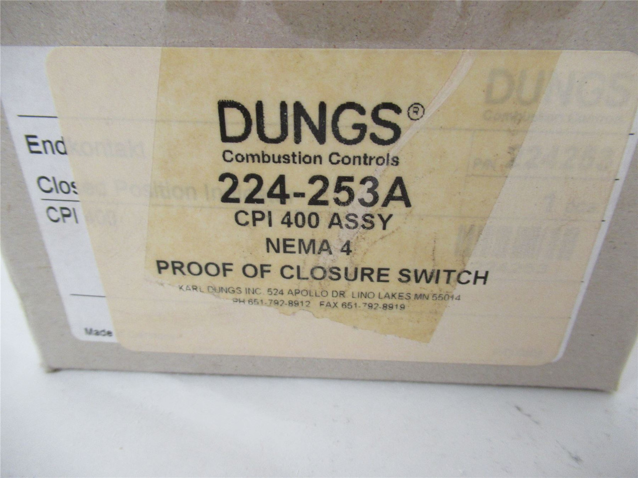Dungs 224-253A; Time Delay Relay Switch NEMA 4