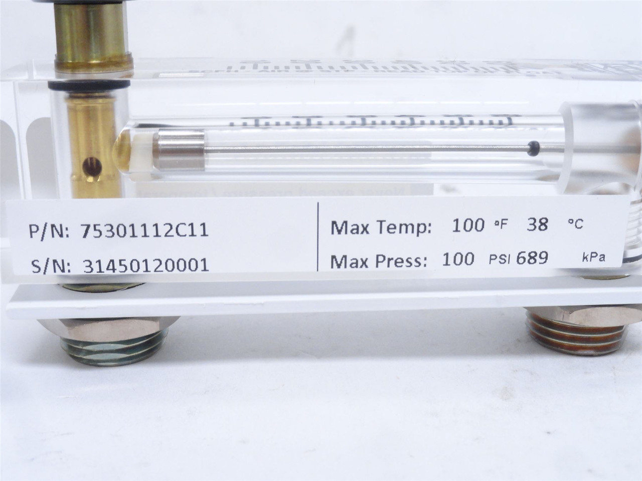 King Instrument 75301112C11; Acrylic Tube Flowmeter; 1/4NPT