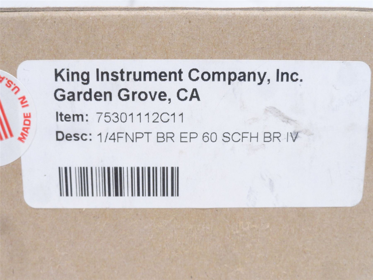 King Instrument 75301112C11; Acrylic Tube Flowmeter; 1/4NPT