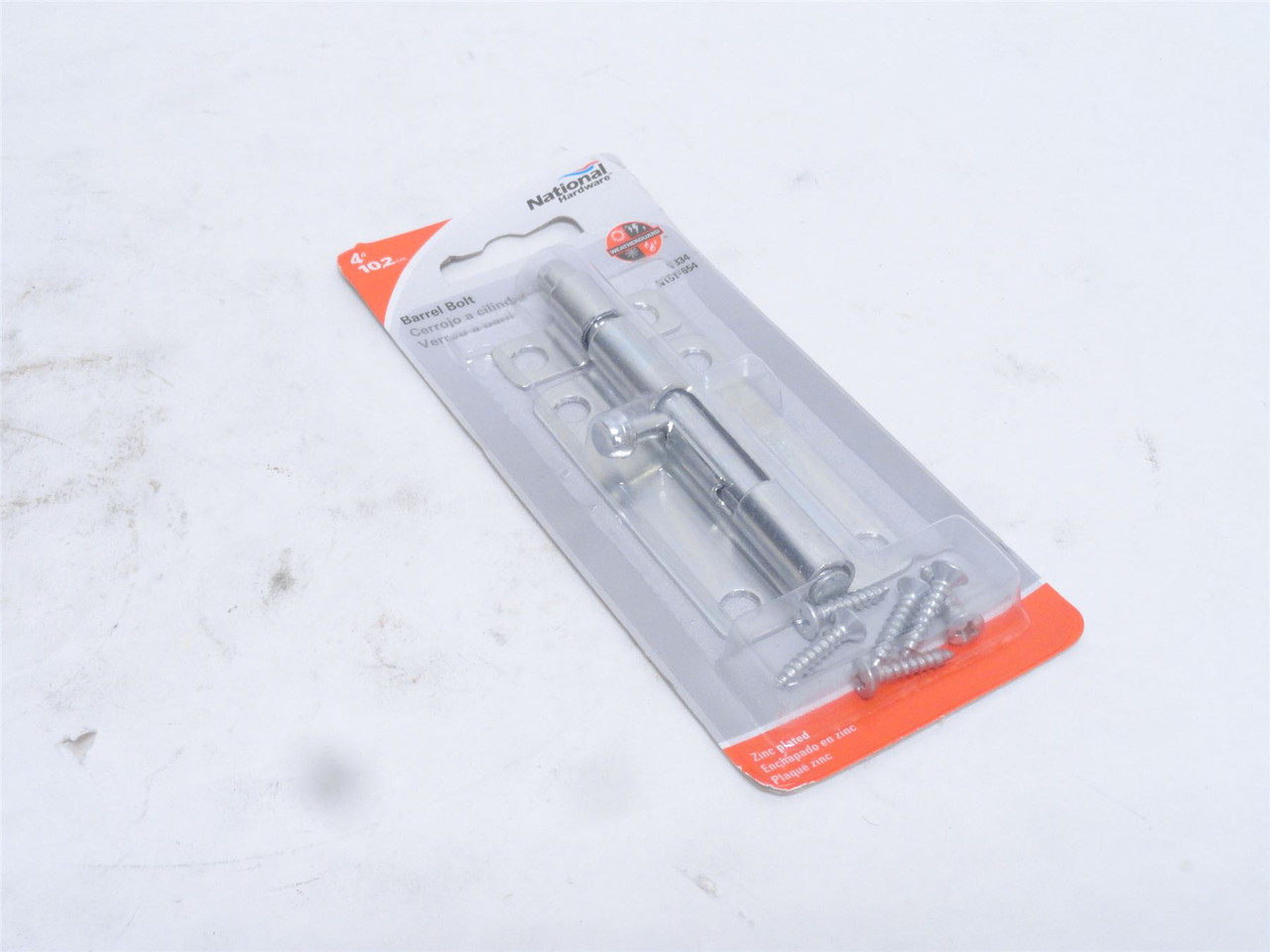 National Hardware N151-654; Barrel Bolt; Zinc Plate; Size: 4"