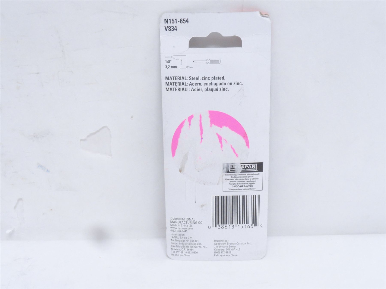 National Hardware N151-654; Barrel Bolt; Zinc Plate; Size: 4"