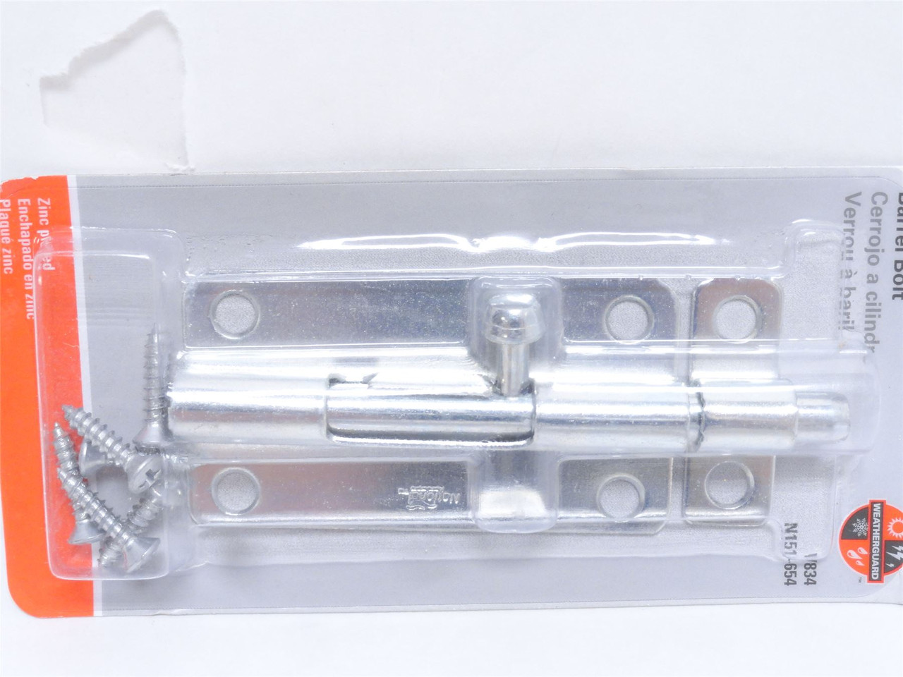 National Hardware N151-654; Barrel Bolt; Zinc Plate; Size: 4"