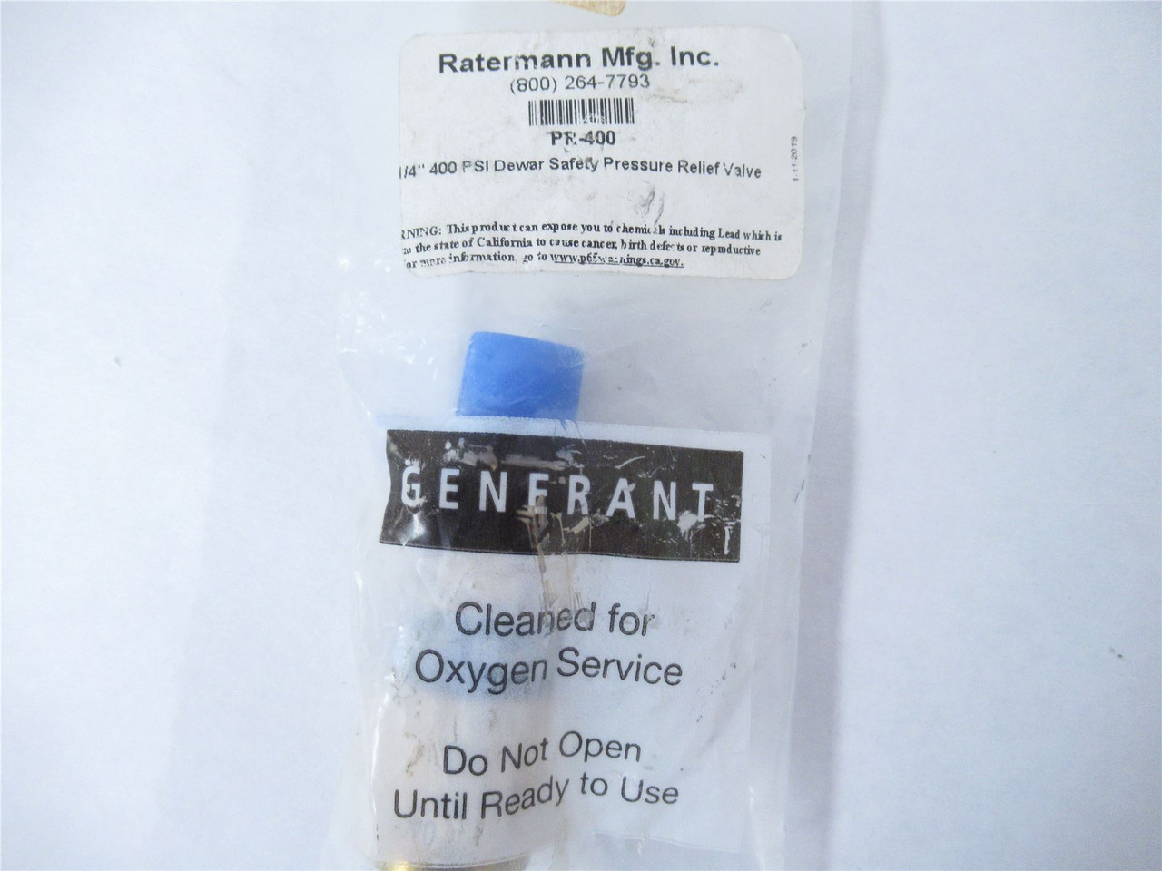Generant PR-400; Pressure Relief Valve 1/4" 400 PSI