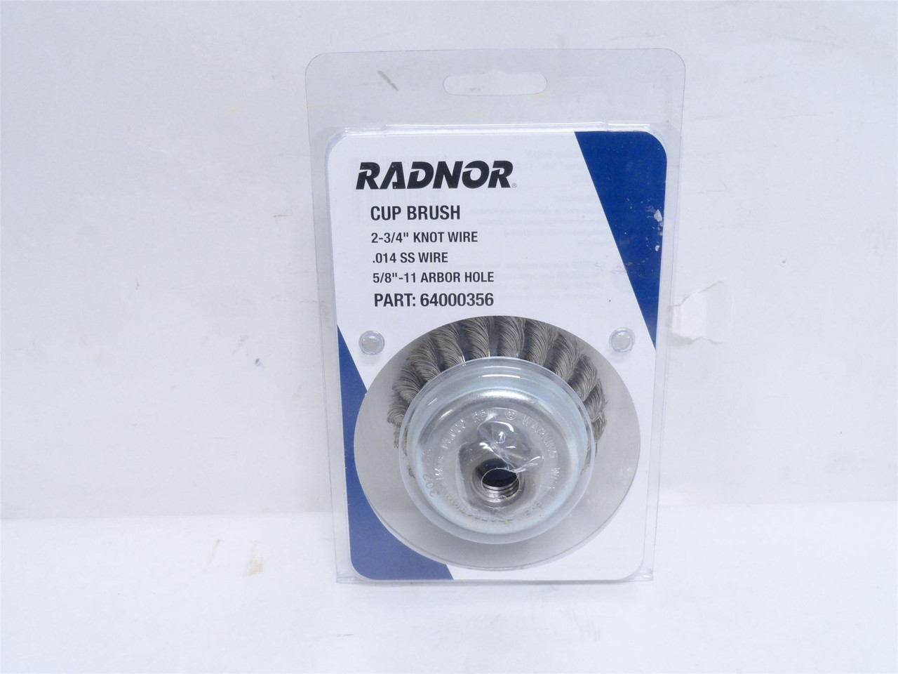 Radnor 64000356; Knot Wire Cup Brush; SS;  2-3/4" x 5/8"-11