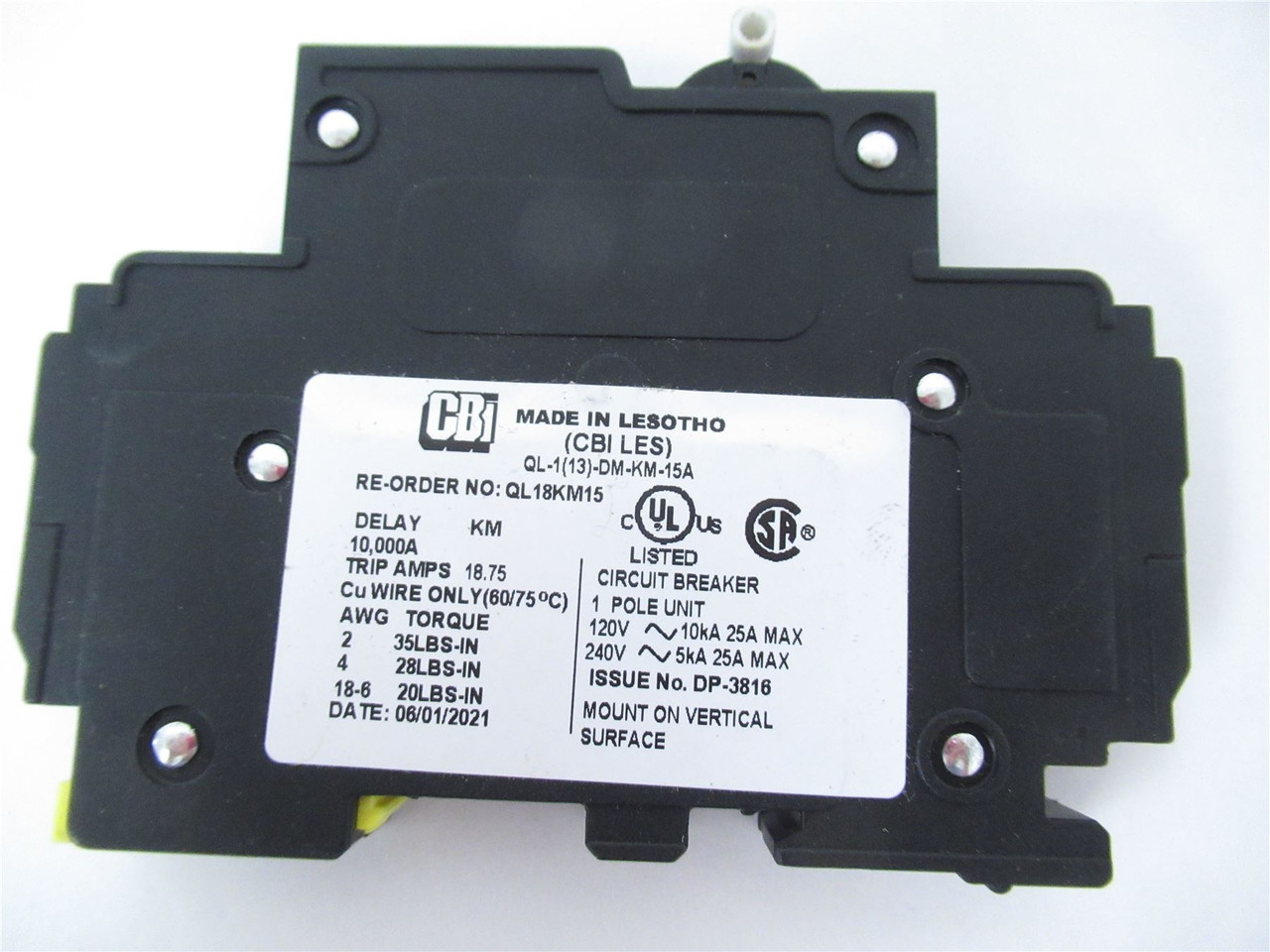 CB1 QL-1(13)-DM-KM-15A; Circuit Breaker 15A 50Hz