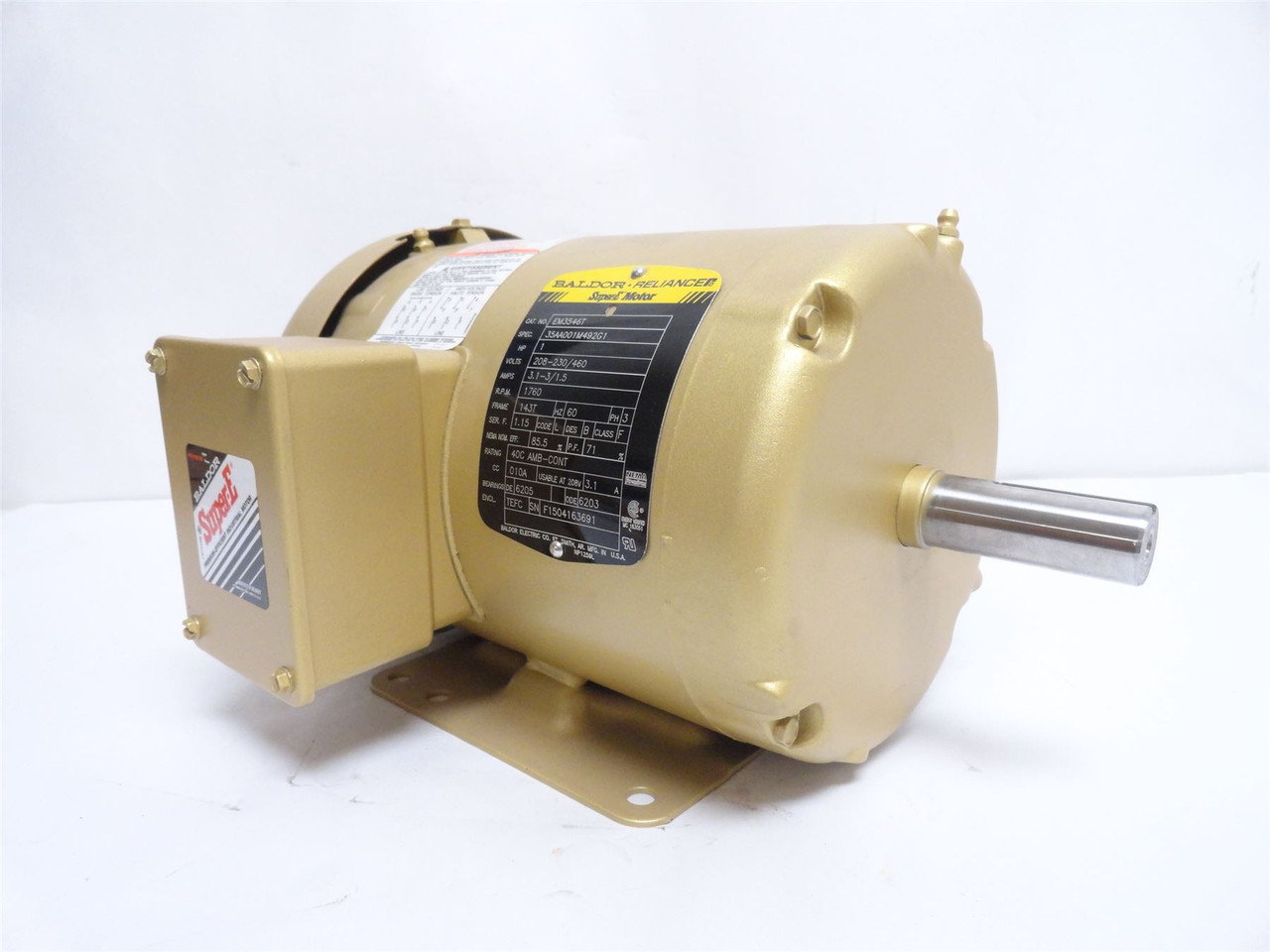 Baldor EM3546T; AC Motor 1HP; 208-230/460V; 1760RPM; 3PH; 60HZ