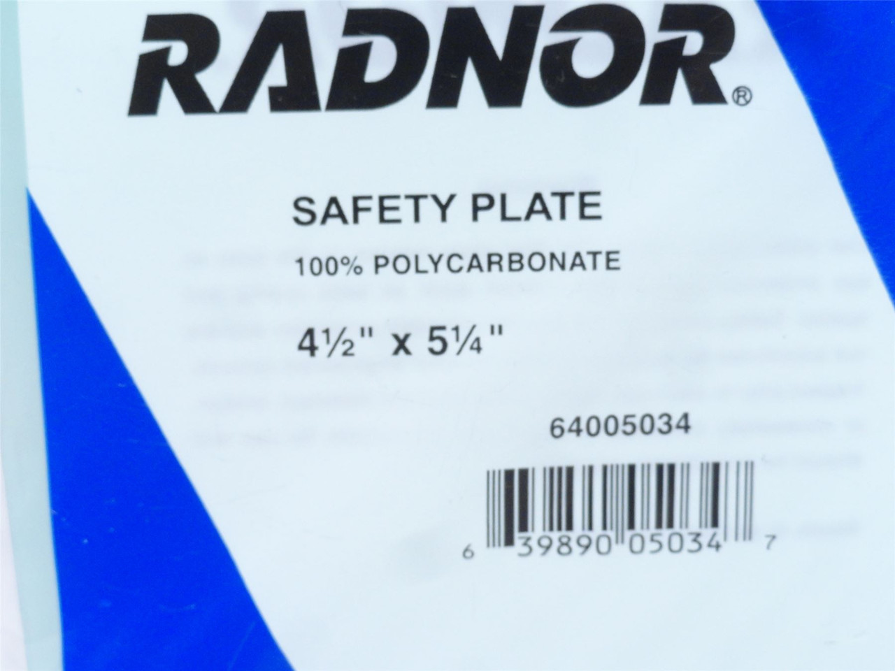 Radnor 64005034; Lot-5; Clear Safety Plates; 4-1/2" x 5-1/4"