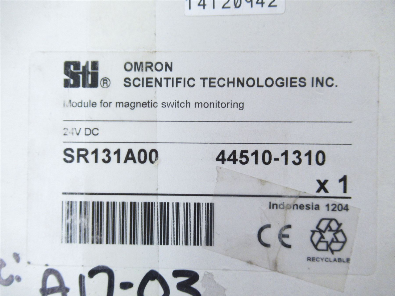 Omron SR131A00 44510-1310; STI Safety Module 24VDC 2 In 2 Out