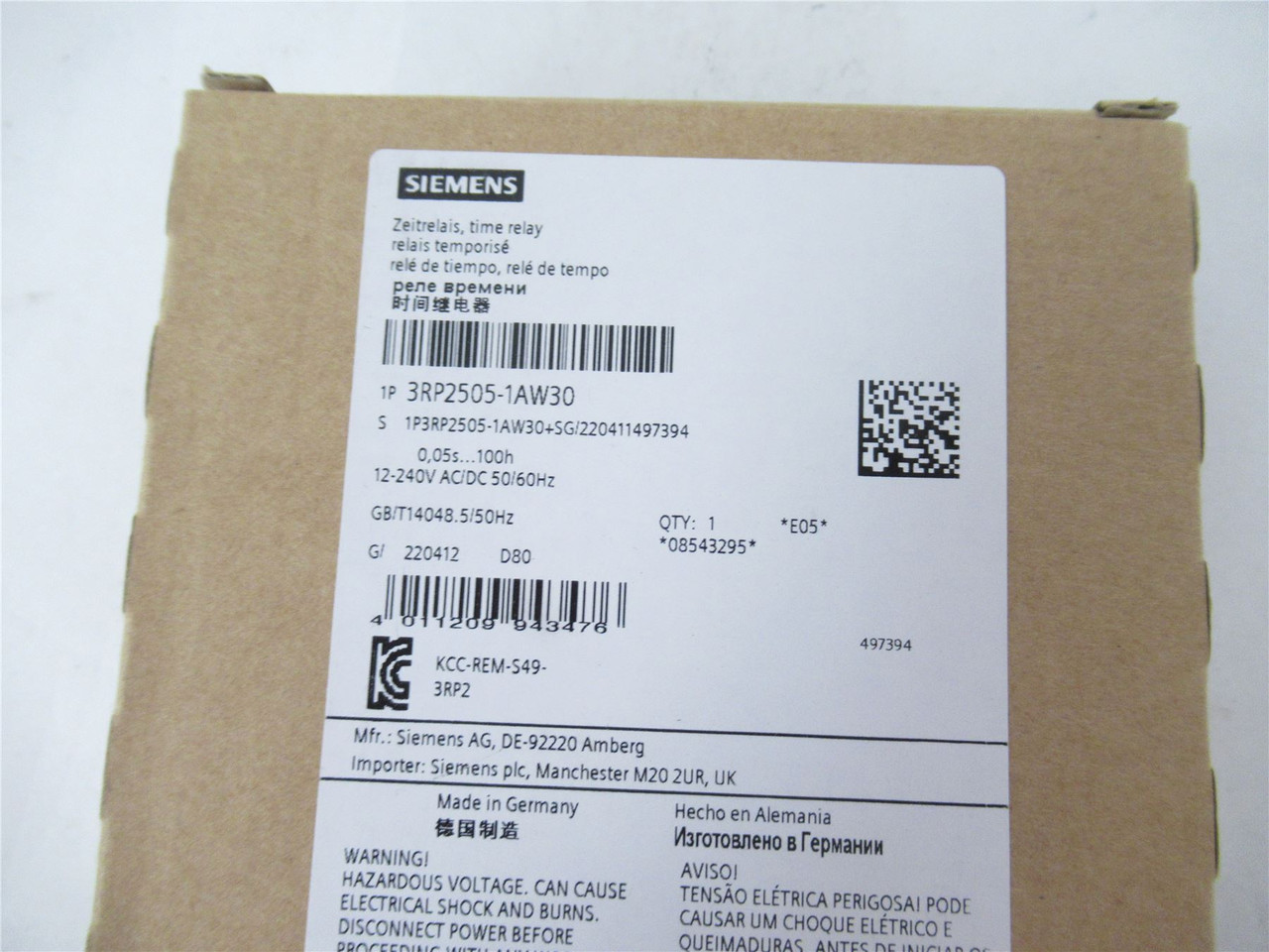 Siemens 3RP2505-1BW30; Time Delay Relay  12-240V; 1.5 A