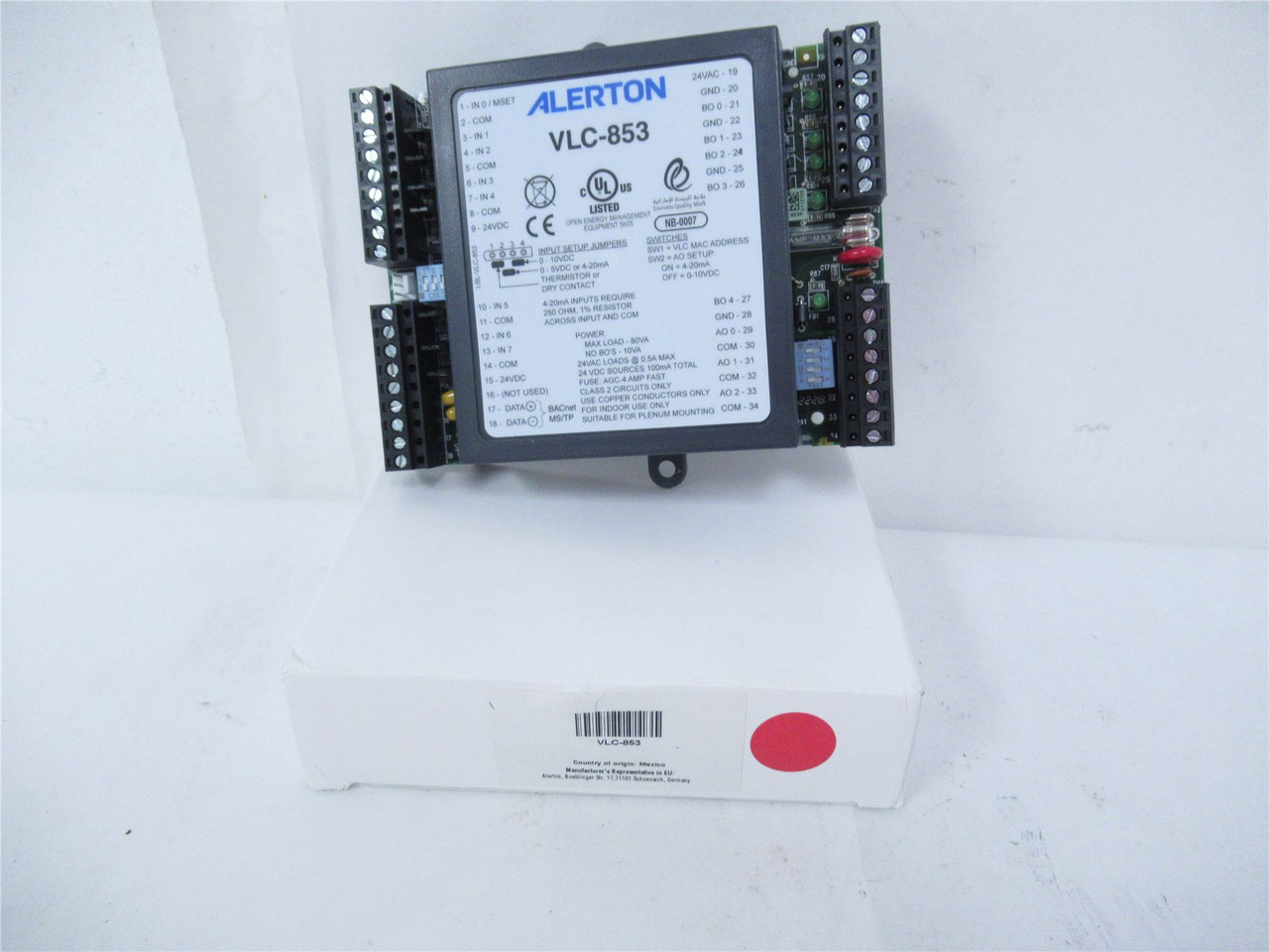 Alerton VLC-853; PLC Board 4 VAC 0-10 VDC 4-20 MA HVAC