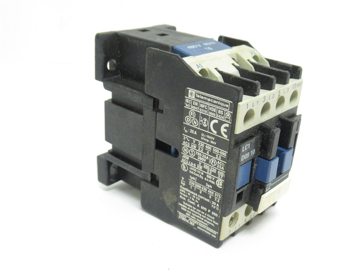 Schneider LC1D0910T6; Contactor 25A; 3P; 600VAC; Coil: 24VAC