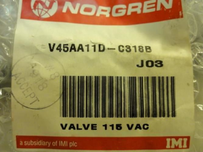 Nogren V45AA11D-C318B; Solenoid Valve; 115VAC