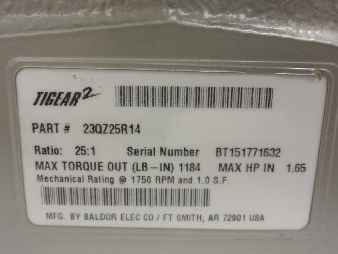 Dodge 23QZ25R14; Gear Reducer RA; 25:1 Ratio; 1.65 Hp Input