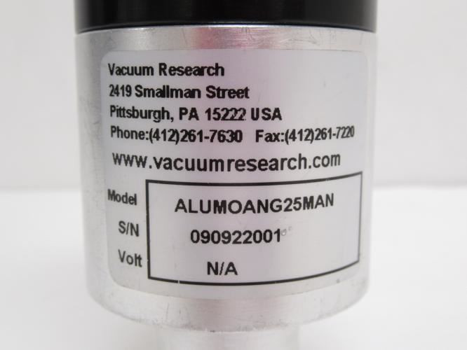 Vacuum Research ALUM-O-ANG-25-MAN; Small Inline Valve; 90Deg; 25mm