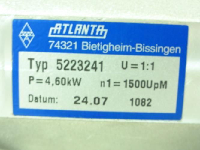 Atlanta 52.23.241; Right Angle Bevel Gearbox; 1:1; P=4;60kW