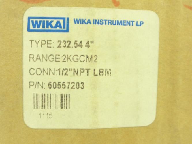 Wika 232.54-4"; Pressure Gauge; 1/2"NPT 0-2.0kg/cm2