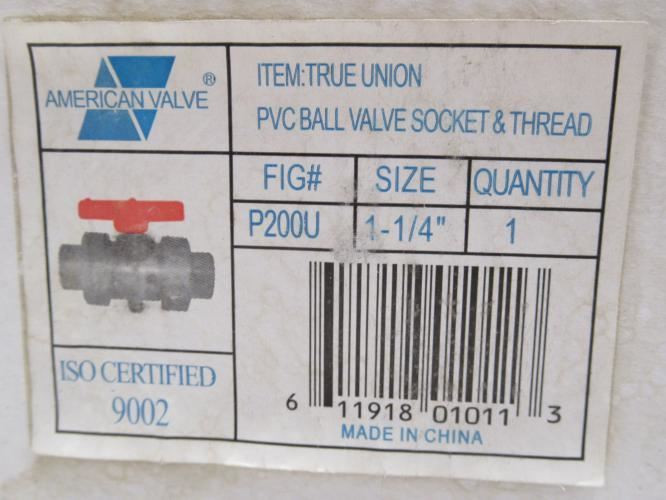 American Valve P200U-1-1/4; Sch: 80 Ball Valve; 1-1/4NPS