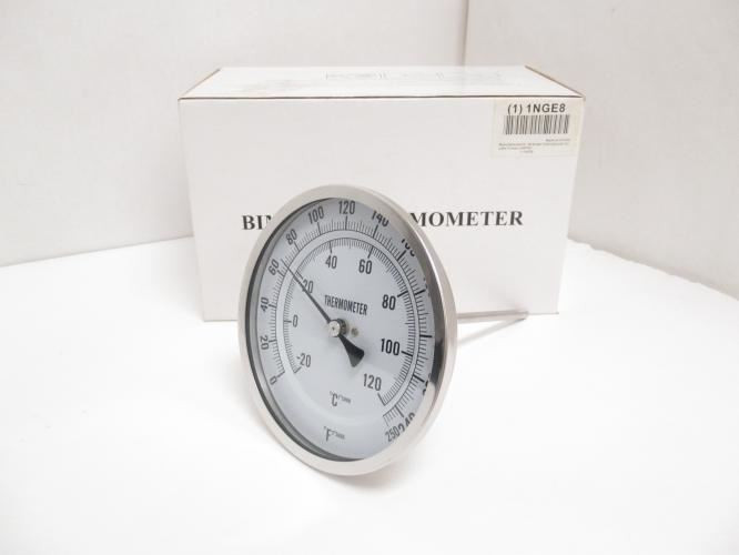 Industry-Std 1NGE8; Analog Thermometer; 5" SS Dial; 0-250Deg F