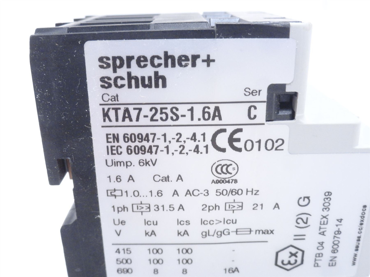 sprecher+schuh KTA7-25S-1.6A; Manual Starter 1-1.6A; 3P; 600V