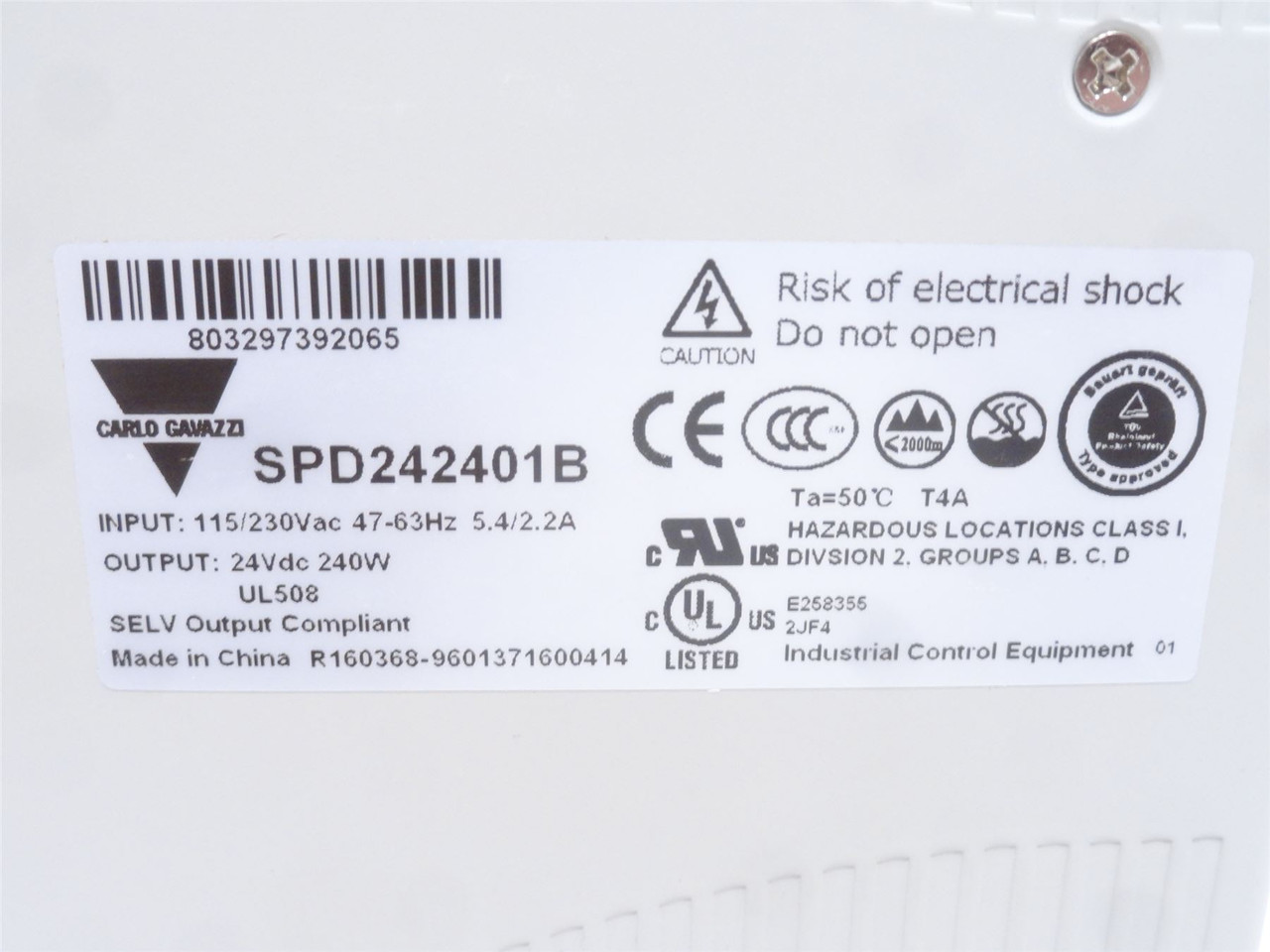 Carlo Gavazzi SPD242401B; Power Supply;115/230VAC In; 24V Out